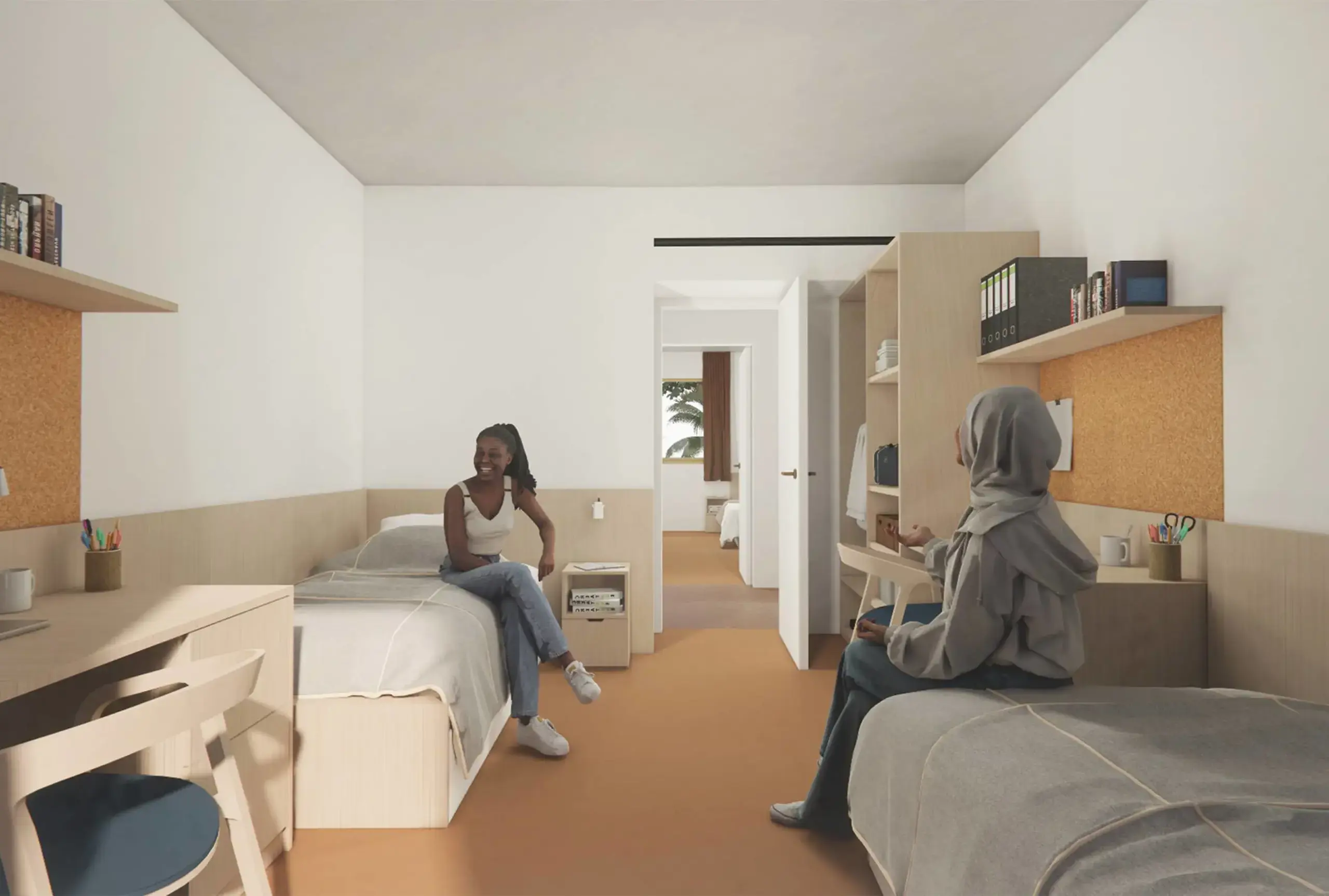 Students on shared boarding room